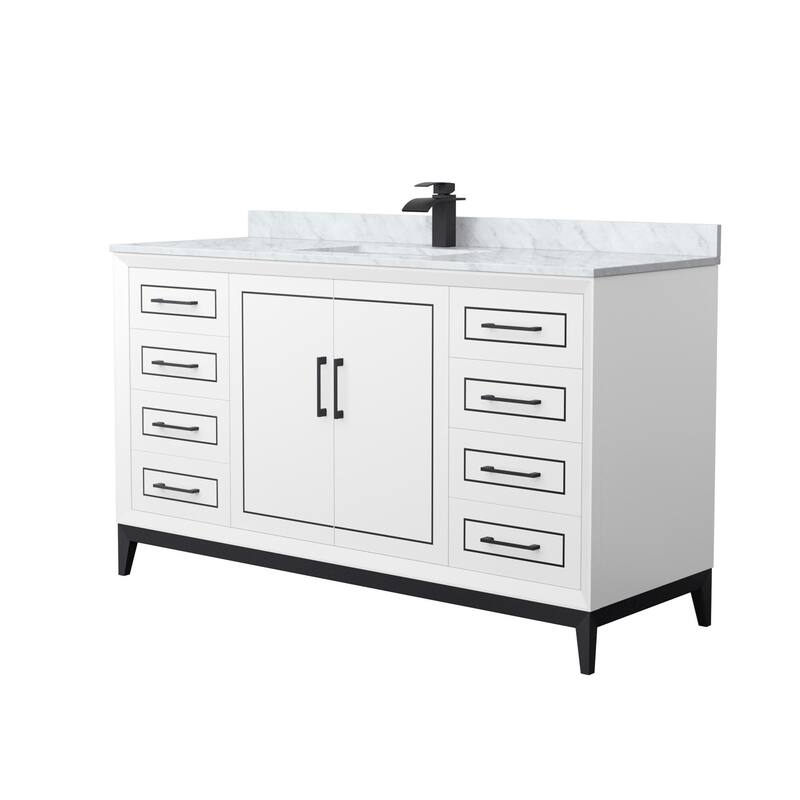 Wyndham Collection WCH515160S-NAT-UNSMXX Marlena 60" Free Standing - White / Matte Black Hardware