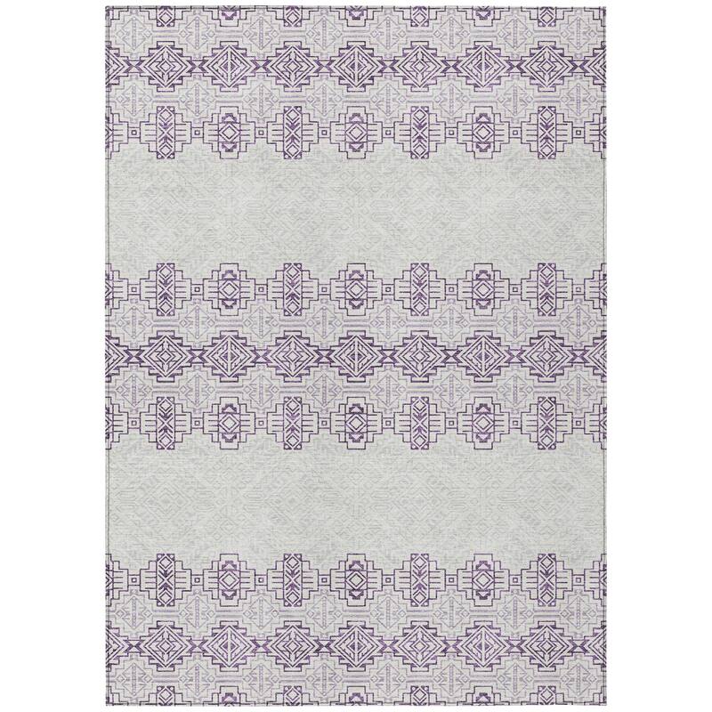 Machine Washable Indoor/ Outdoor Moroccan Boho Chantille Rug