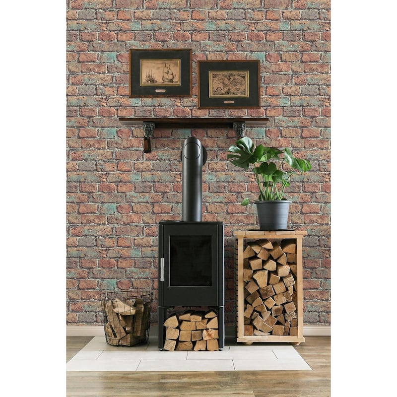 Seabrook Designs Preston Faux Aged Brick Unpasted Wallpaper