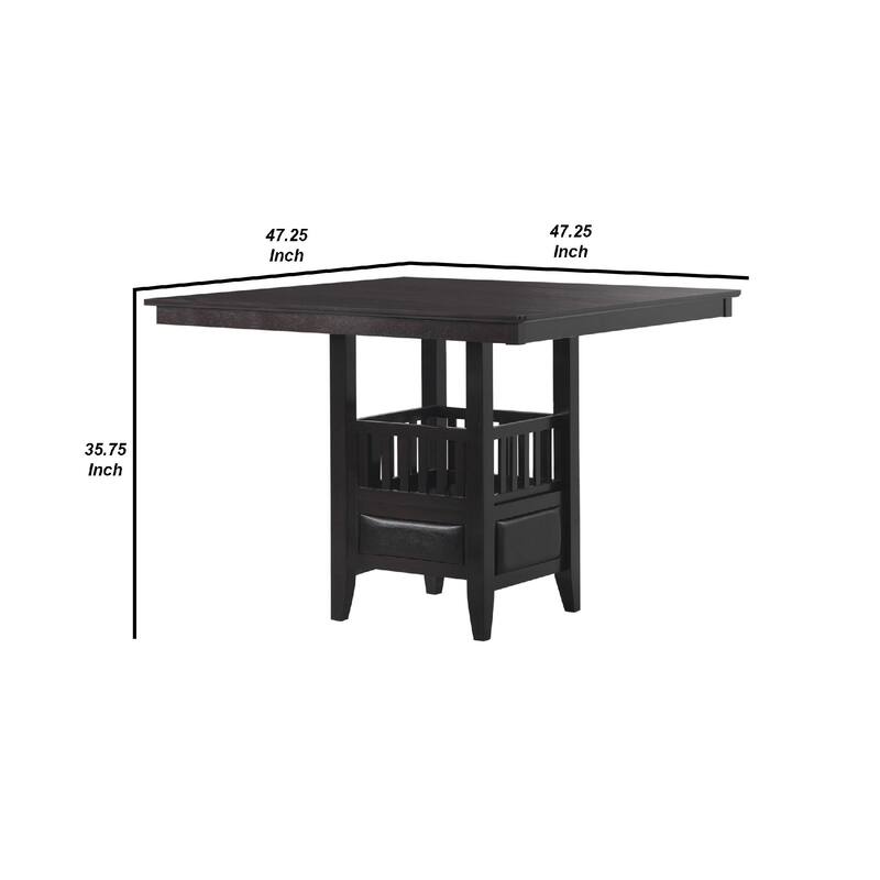 Transitional Style Counter Height Table, Espresso Brown