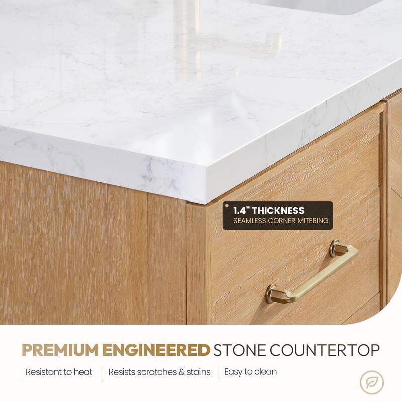 Karachi Bath Vanity with White Grain Stone Top, no Mirror