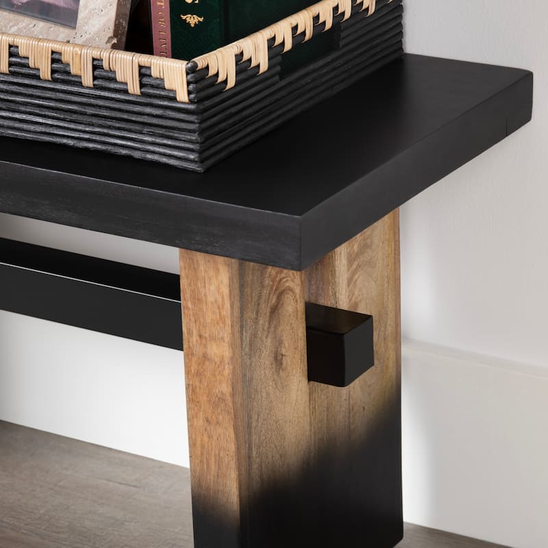 65 in. Black Accent Bench with Black Solid Wood Frame