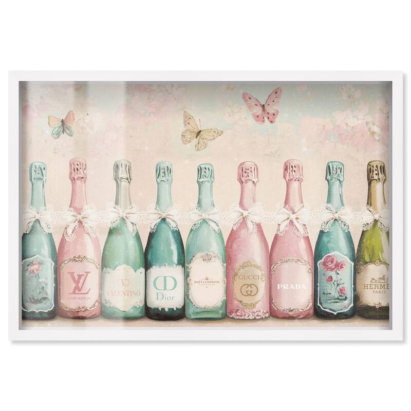 Champagne Mint and Pink Shadowbox by Art Remedy - White - 24" x 16"