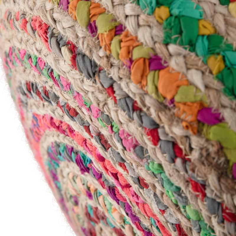 WYNDENHALL Mattise Boho Round Pouf in Braided Jute