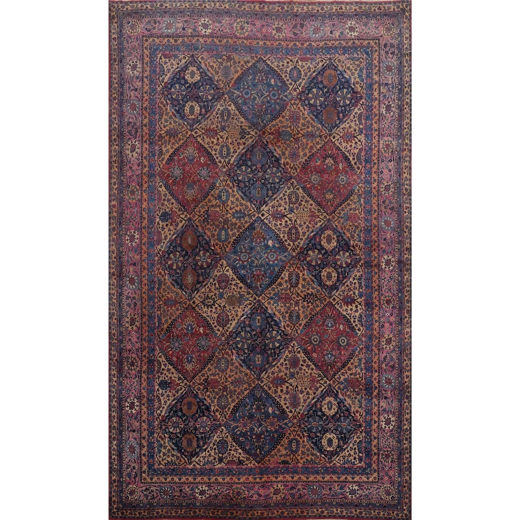 Hand Knotted Oriental 100% Kork Wool Carpet Traditional All-Over Oranges & Rust Kerman Area Rug - 18' 2'' X 11' 9''