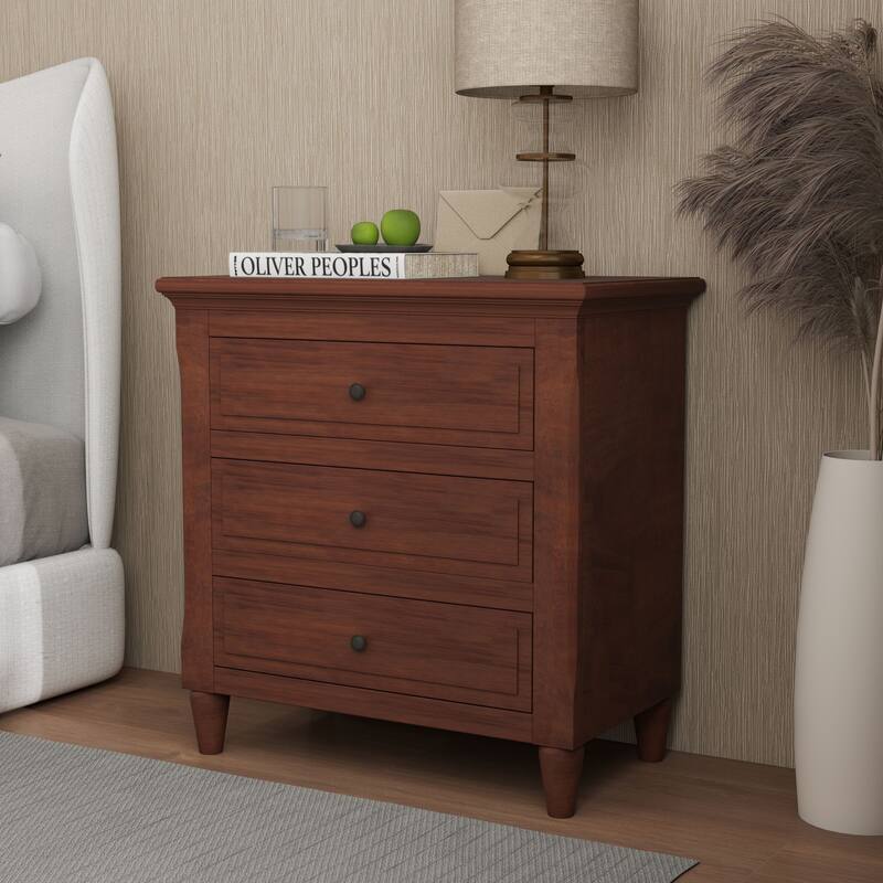 3 Drawer Nightstand Storage Wooden Chest