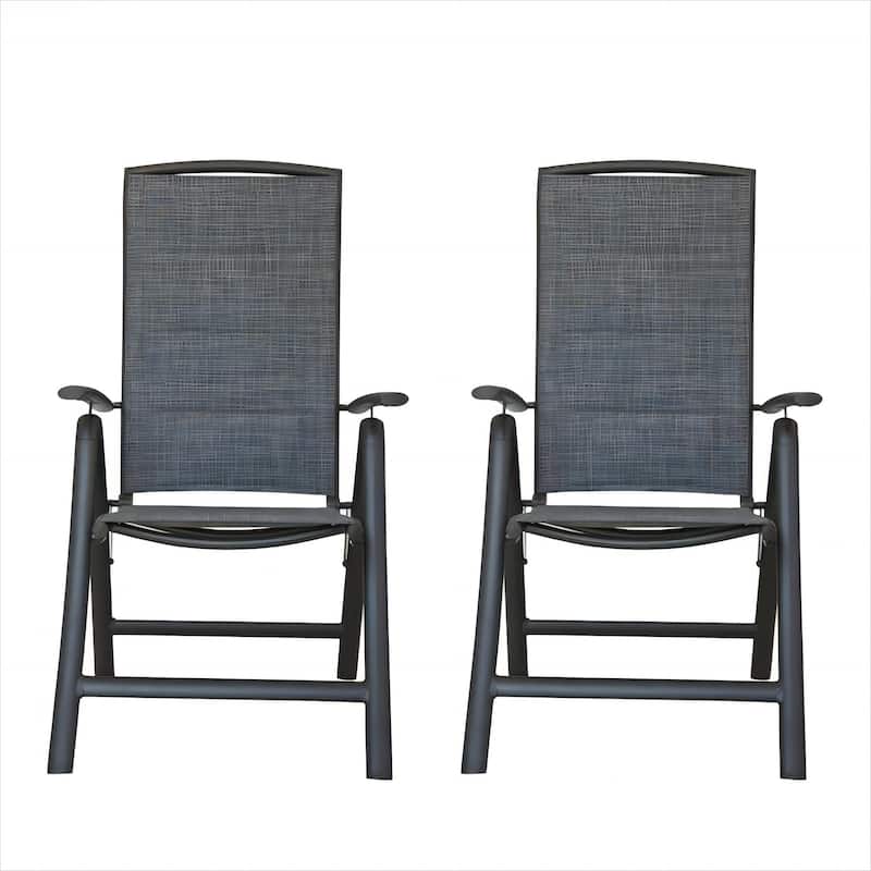 Aluminium Frame Reclining Sling Lawn Chairs - Brown