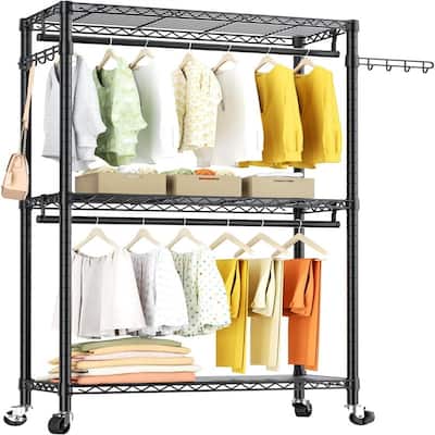 Heavy Duty Clothes Rack Rolling Garment Rack - 15.75"D x 23.62"W x 72.44"H