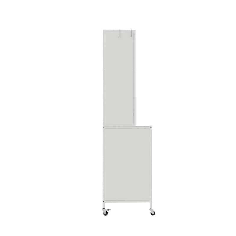 Kitchen Pantry Cabinet, Tall Storage Cabinet with Glass Doors & Adjustable Shelves, Cabinet Cupboard