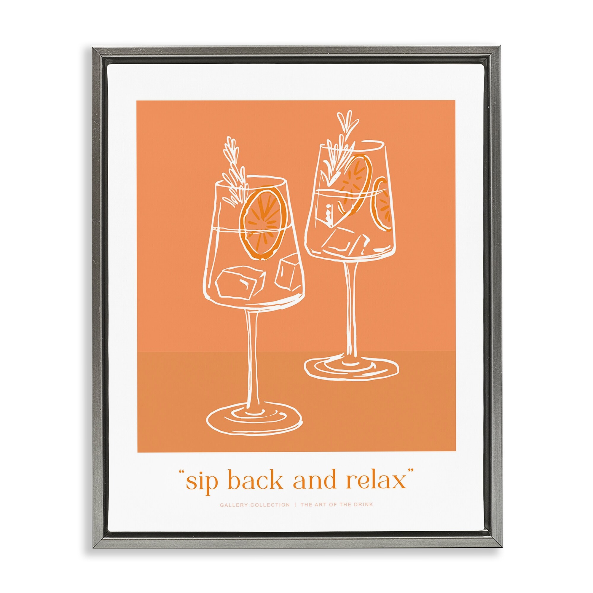 Stupell Sit Back & Relax Orange Framed Floater Canvas Wall Art Design By Lettered and Lined