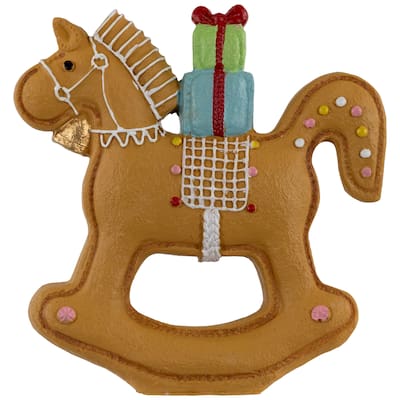 7.25" Gingerbread Rocking Horse Cookie with Presents Tabletop Christmas Decor