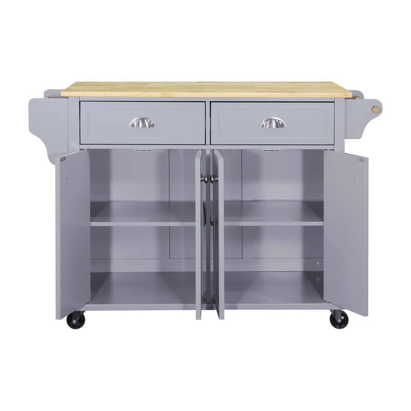 Cambridge Natural Wood Top Kitchen Island With Storage(no include stool)