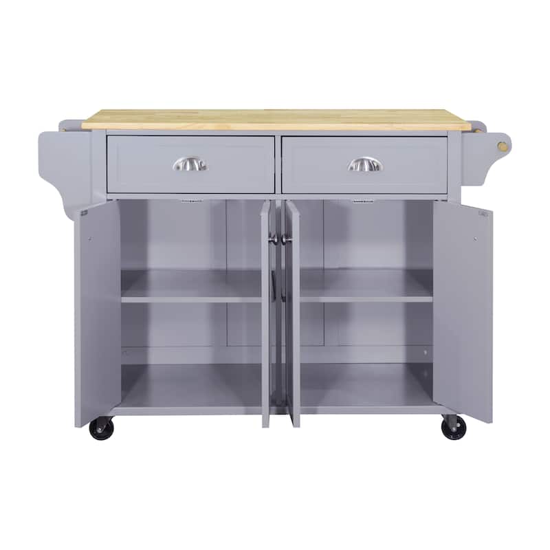 Cambridge Natural Wood Top Kitchen Island with Storage