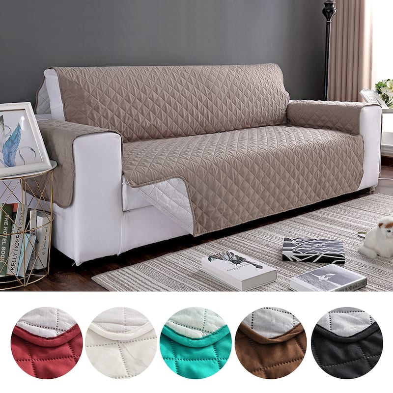 Quilted Microfiber Sofa Slipcover Furniture Protector Mat with Straps