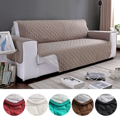 Quilted Microfiber Sofa Slipcover Furniture Protector Mat with Straps