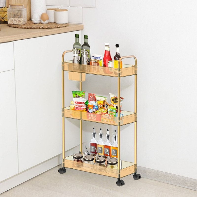 Acrylic Shelf 3 Tier,Multi-functional Rolling Practical Rrolley,Flexible & Durable