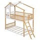 preview thumbnail 6 of 21, Twin over Twin Size Solid Wood Bunk Bed Wood Bed with Roof, Window, Ladder