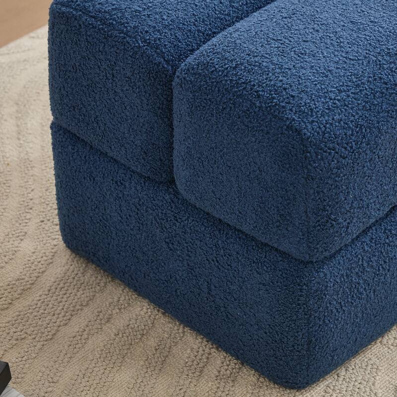 SEYNAR Modern 16.5''Faux Sherpa Square Cube Otttoman