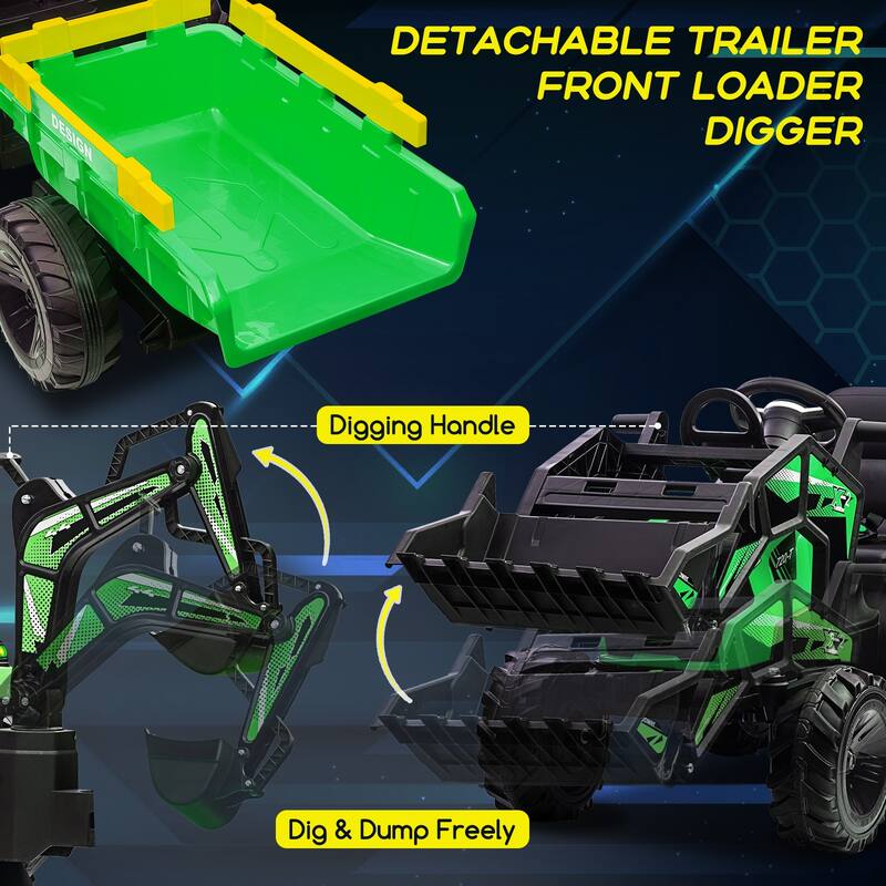 3 in 1 Ride on Tractor Excavator Bulldozer 24V