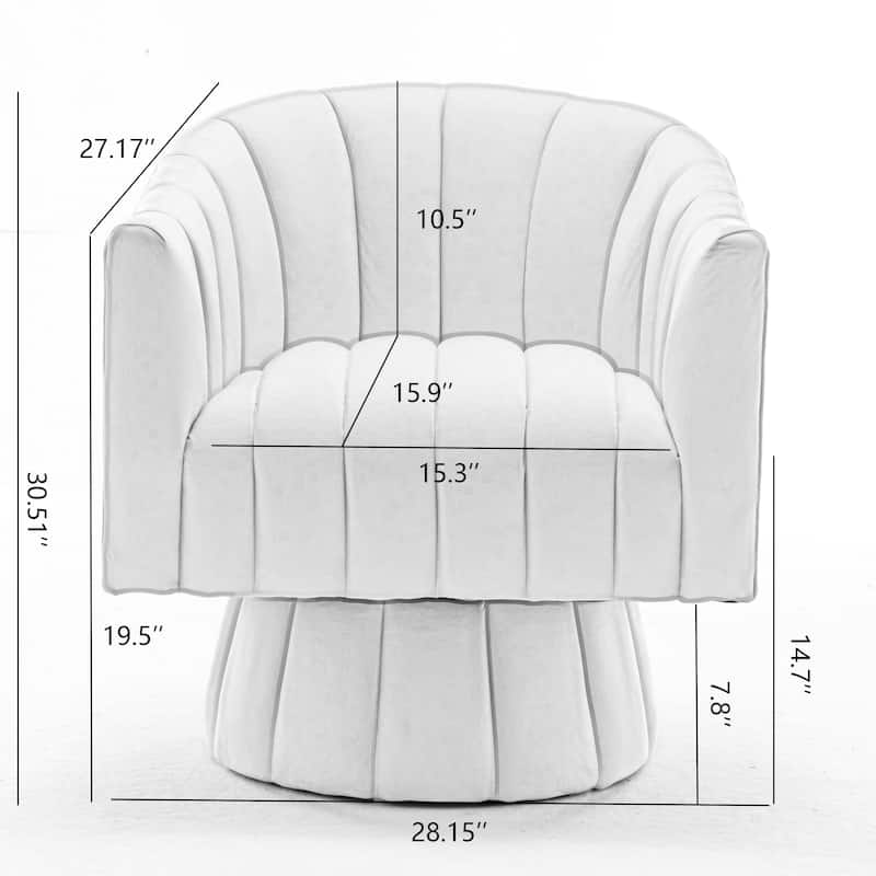 SEYNAR Modern Glam Velvet Upholstered Round Swivel Accent Arm Barrel Chair for Living Room