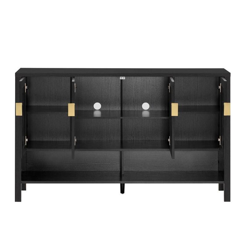 Modern 55.1" Storage Sideboard with 4-Doors, Multi Functional Buffet Table with Open Shelf and Adjustable Shelves