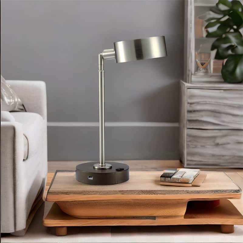 USB Port LED Study Desk Lamp - Brushed Nickel