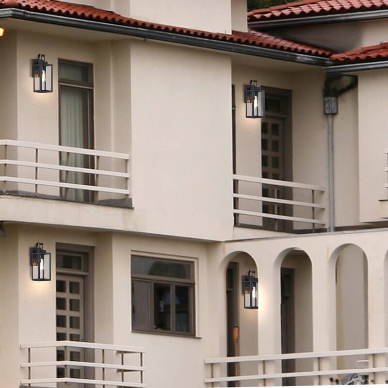 1-Light Matte Black Outdoor Wall Lantern Sconce with Dusk to Dawn
