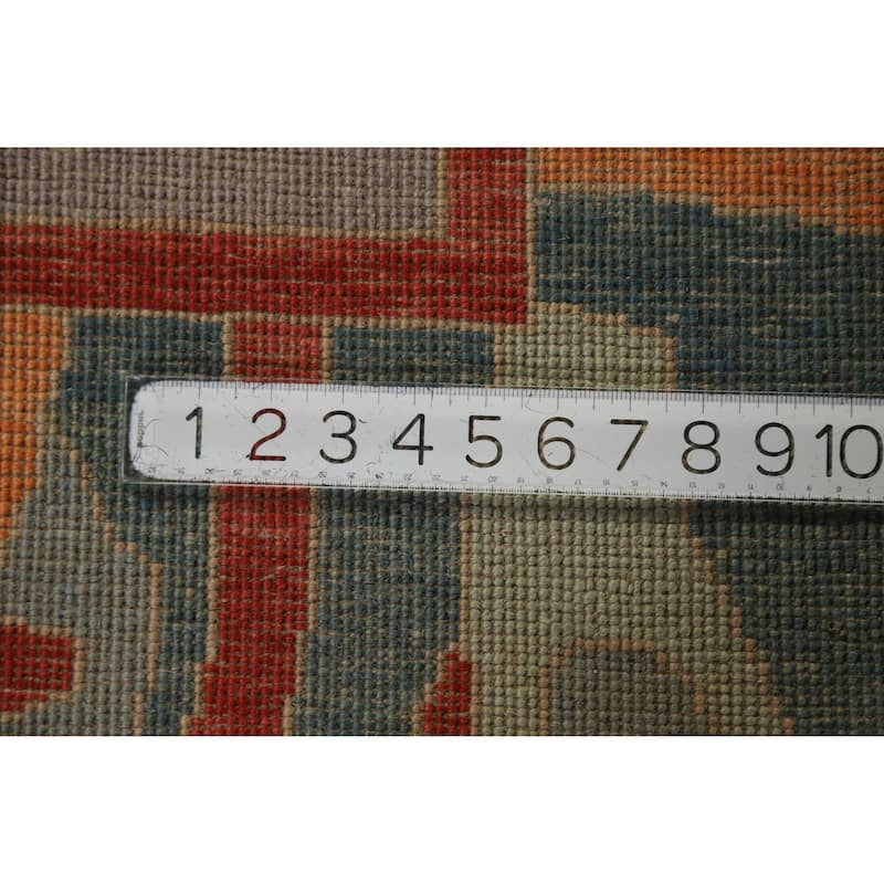 Hand Knotted Oriental 100% Wool Carpet Transitional Geometric Beige & Ivories Oushak Area Rug - 9' 1'' X 8' 0''
