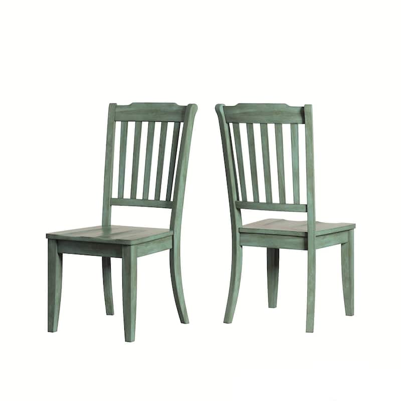 Eleanor Antique White Extending Oval Wood Table Slat Back 5-piece Dining Set by iNSPIRE Q Classic - Antique White Table - Antique Sage Green Chairs