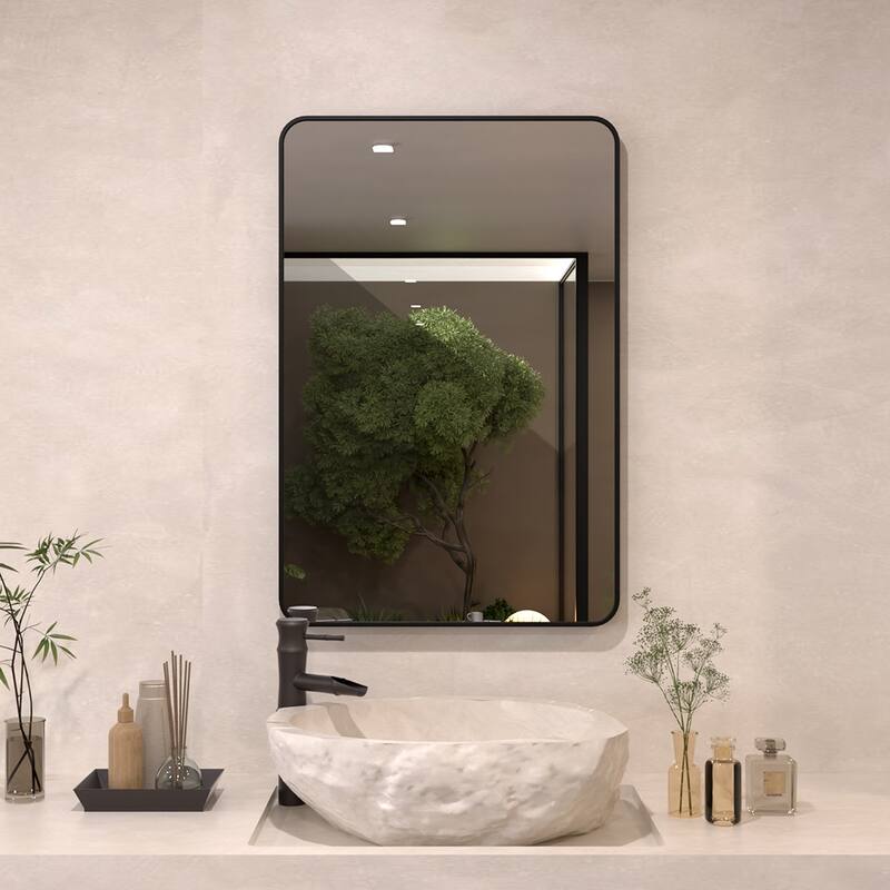 24/30/42/48/60 inch Rectangle Frameless Wall Mounted Bathroom Vanity Mirror - 24" x 36" - Matte Black