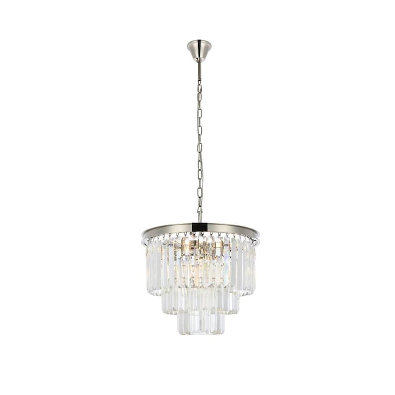 Royce Edge 9-Light Polished Nickel Chandelier - polished nickel (royal cut clear crystals)