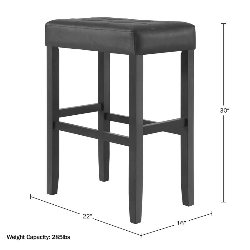 Madison Backless Bar Height Stool Black Finish with Black PU
