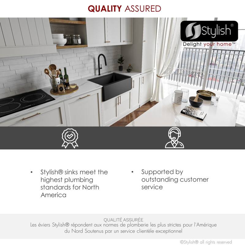 STYLISH Undermount 30" Workstation Single-Bowl Composite Granite Kitchen Sink - 30" x 21" x 10"