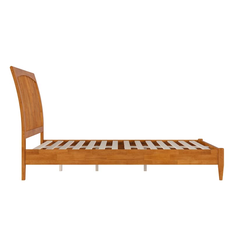 Solid Wood Low Profile Sleigh Bed with USB Charging - Full Size Platform Bed