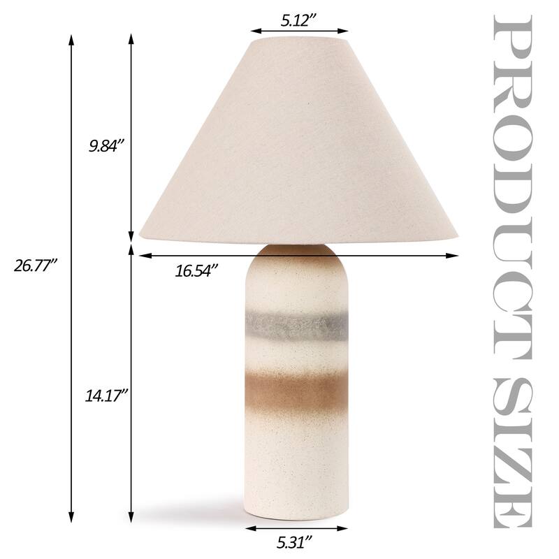 Ceramic Table Lamp with Drum Linen Shade