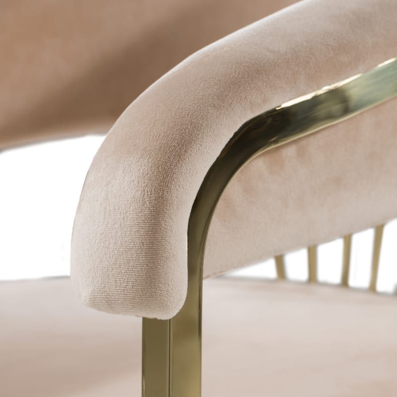 Modrest Linda Modern Beige Velvet and Gold Dining Chair