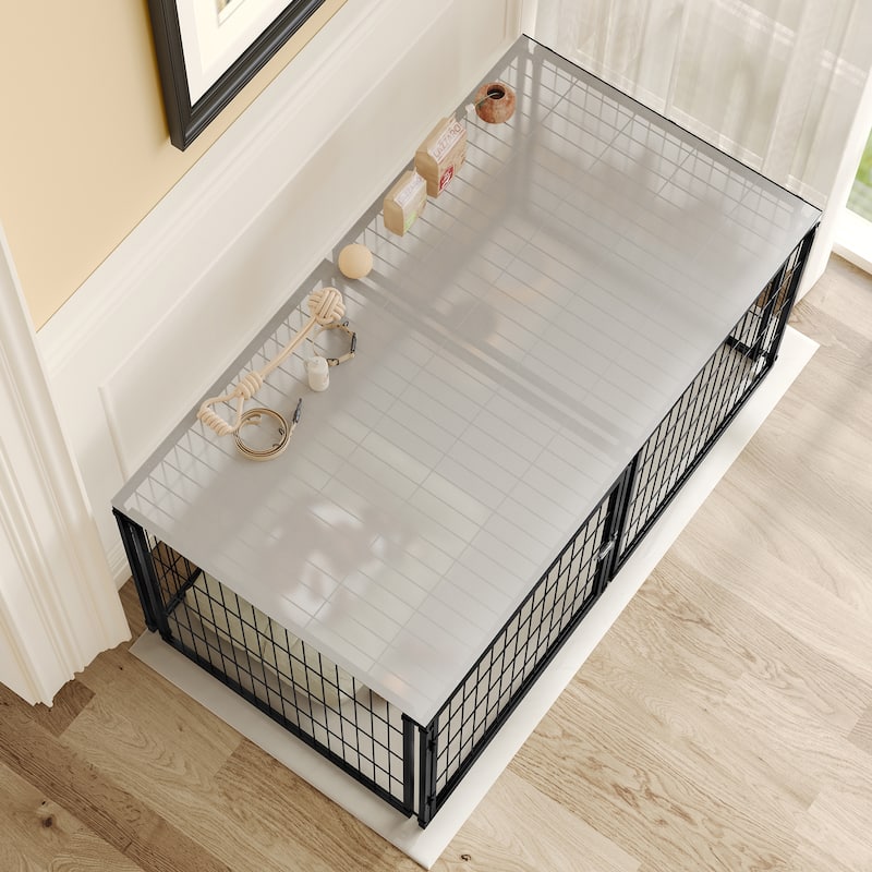 GDF Studio - Weston Large 48" Dog Cage with Top Cover & Heavy Duty Indoor Pet Crate