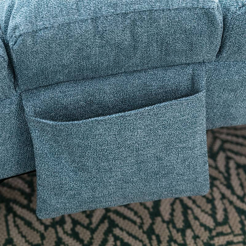 Luxury Upholstered Chaise Lounge Chair with Vibration for Relaxation, Fixed Back Fabric Leisure Recliner Sofa