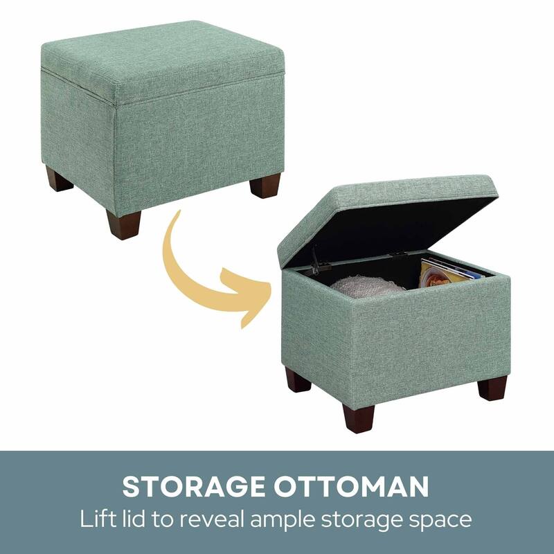 Functional Storage Ottoman with Padded Cushion Top for Compact Living Rooms, Bedrooms or Office Seating