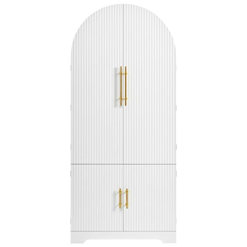 Arched 72" Tall Kitchen Pantry Cabinet with 8 Door Shelves and 3 Adjustable Shelves for Kitchen Storage Solutions