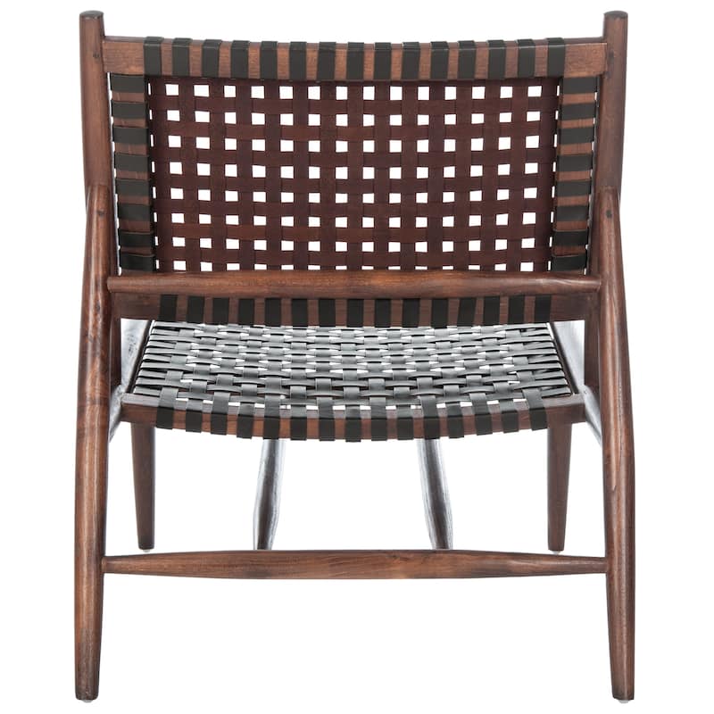 SAFAVIEH Soleil Squared Leather Woven Accent Chair - 26" W x 31.5" L x 30.7" H
