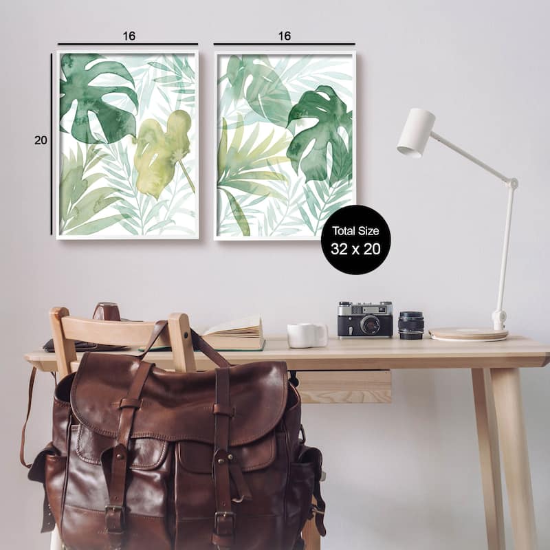 Stupell Industries Layered Lush Green Plant Leaves 2 Piece Framed ...