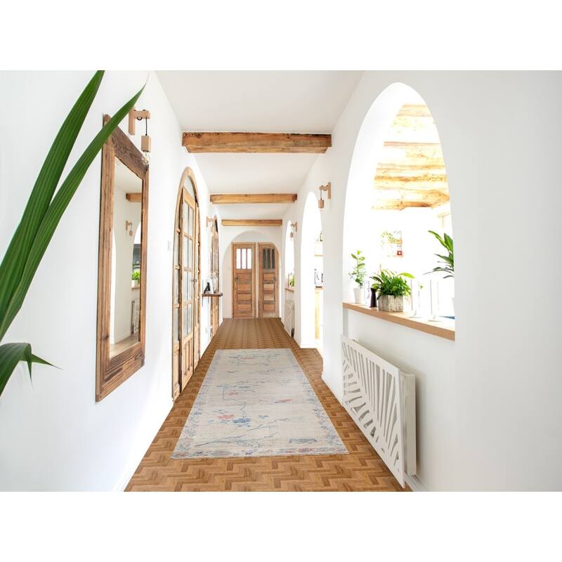 Vegetable Dye Art Deco Oriental Runner Rug Wool Hand-knotted Carpet - 2'10" x 11'7"