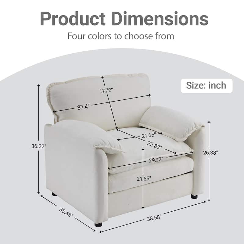 Chenille Oversized Lounge Chair with Thick Cushions and High Back Support Wide Seat