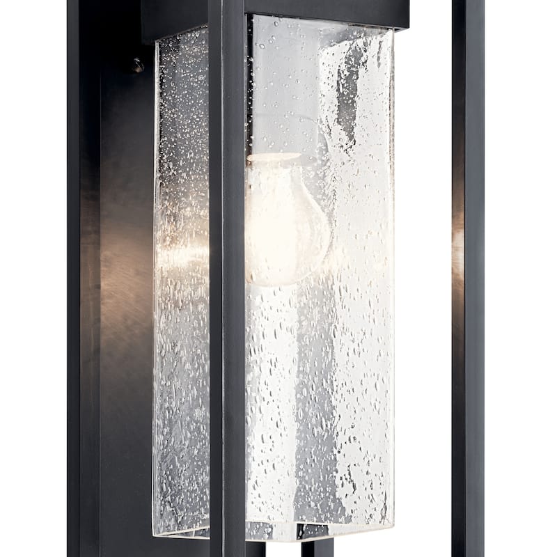 Kichler Mercer 16 inch 1 Light Outdoor Wall Light with Clear Seeded Glass in Black Finish