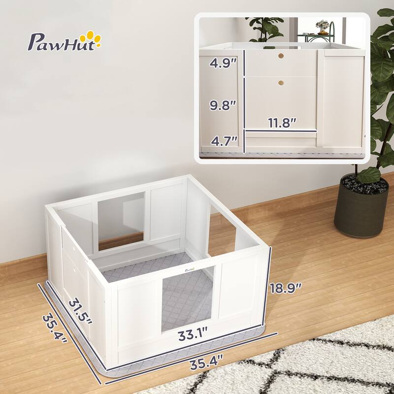 PawHut Whelping Box for Dogs with Waterproof Whelping Pad, Dog Whelping Pen with Clear Panels, 33.1" L x 31.5" W x 18.9" H
