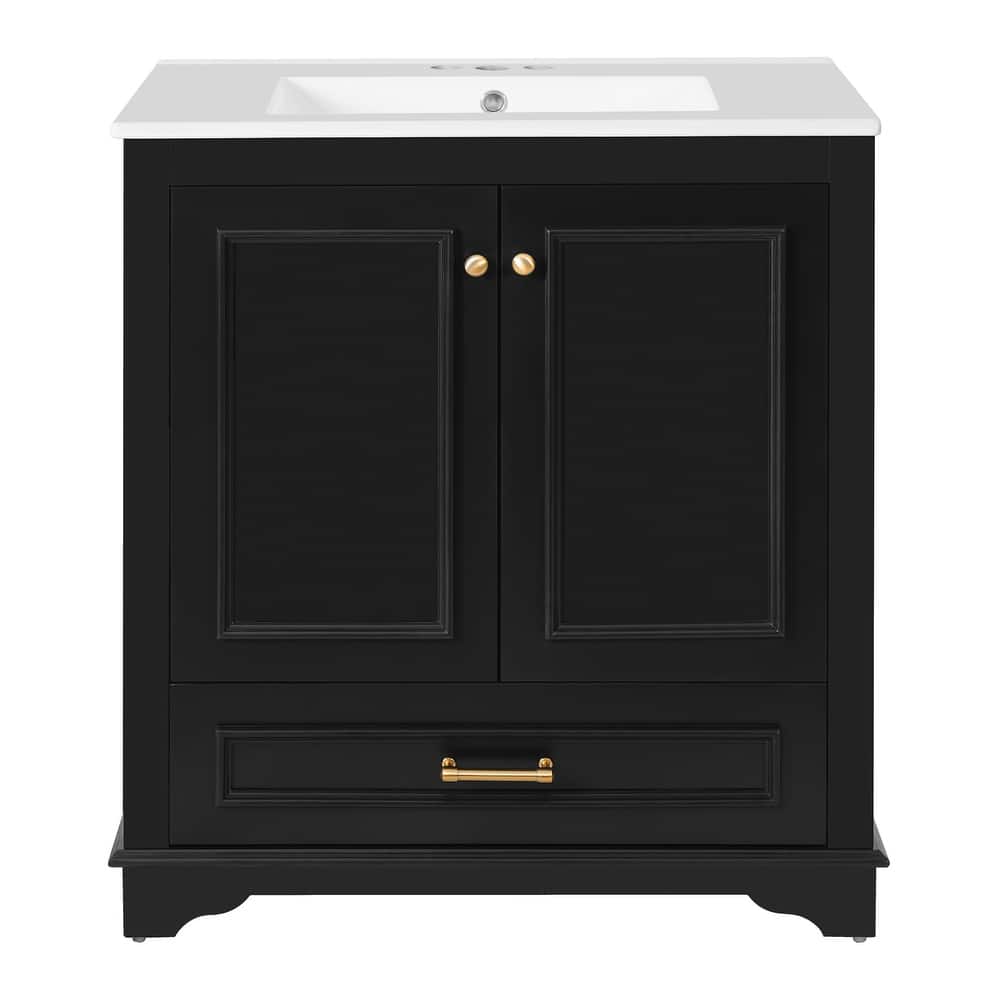30" Luxurious Bathroom Vanity, Ceramic Sink with 2 Soft-Close Doors