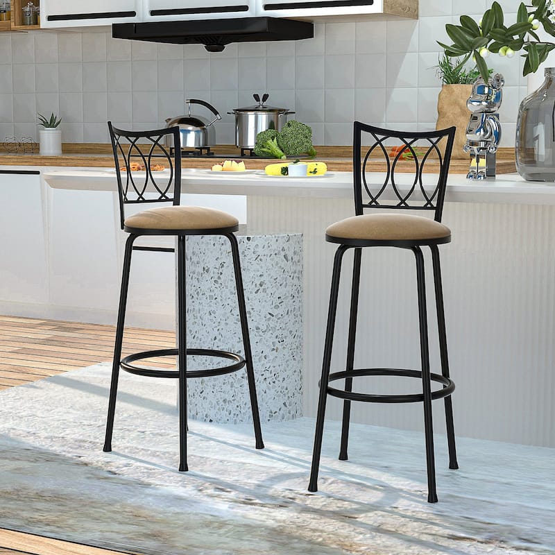 Javlergo Set of 2 Bar Stools Adjustable-Height Swivel Seat Counter Stools