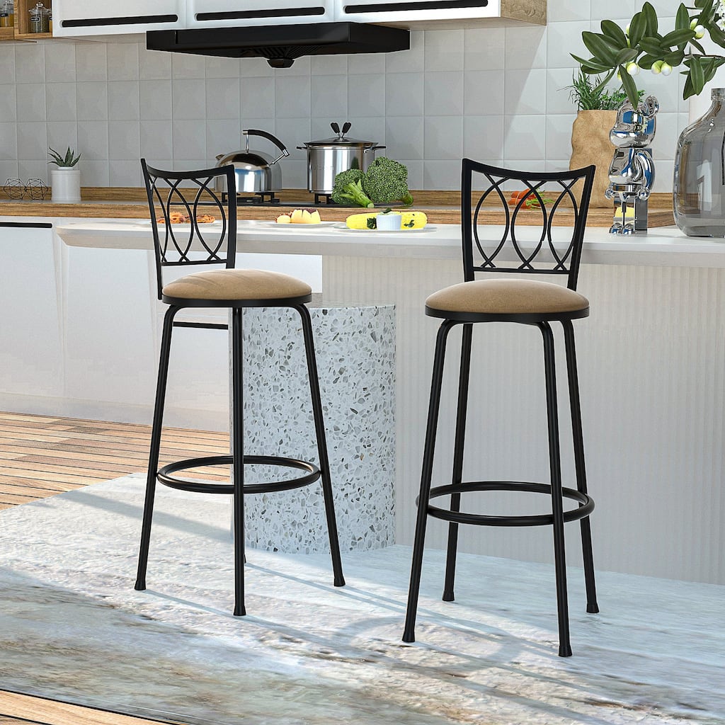 Javlergo Set of 2 Bar Stools Adjustable-Height Swivel Seat Counter Stools