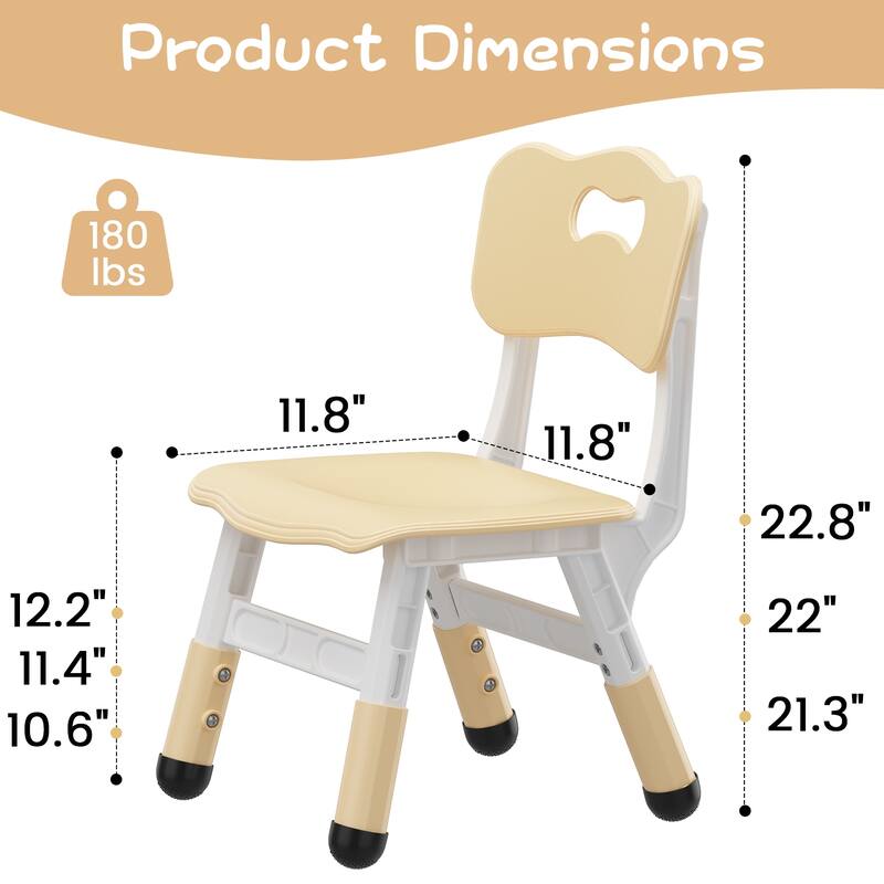 3 Level Height Adjustable Toddler Chair for Age 2-8,Set of 2